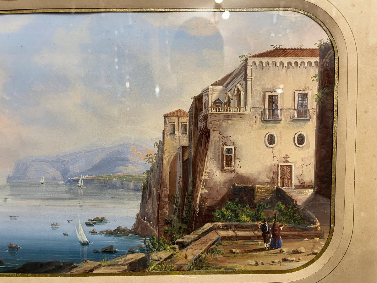 Gouasch  su cartone veduta della casa di Torquato Tasso  1887 -photo-3