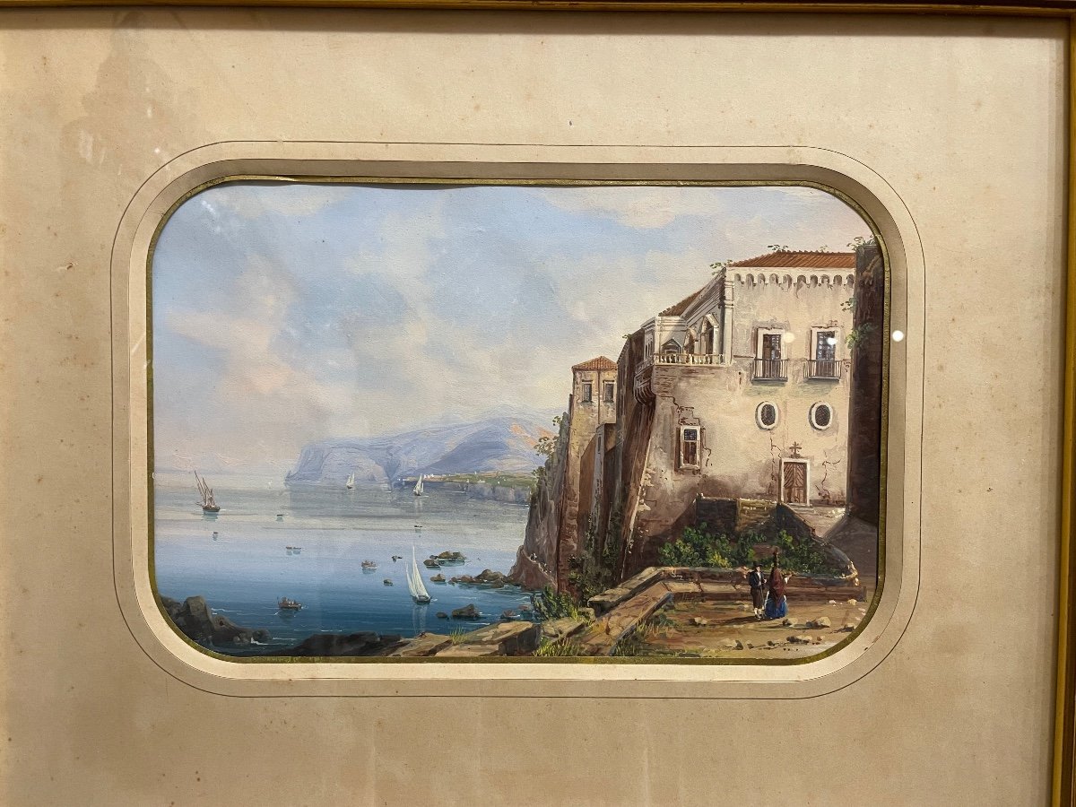 Gouasch  su cartone veduta della casa di Torquato Tasso  1887 -photo-1