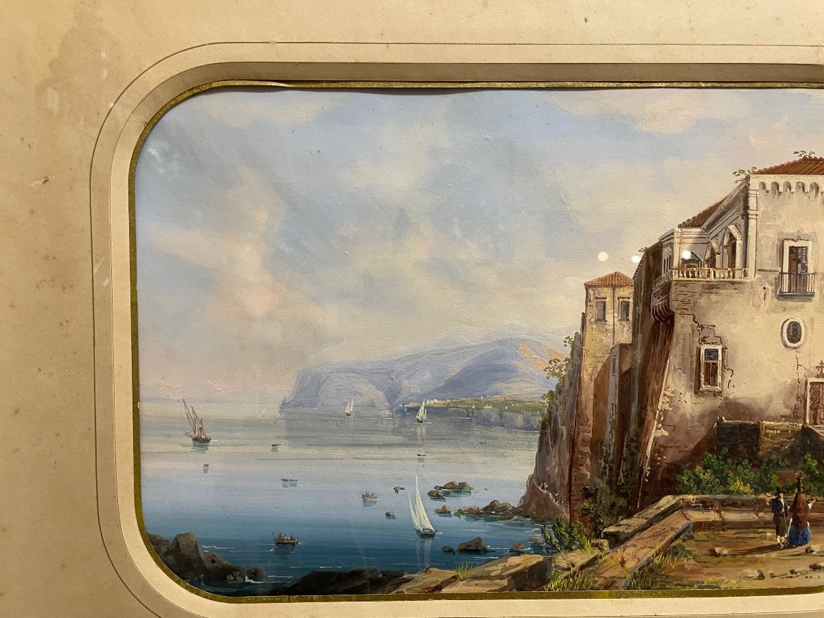 Gouasch  su cartone veduta della casa di Torquato Tasso  1887 -photo-2