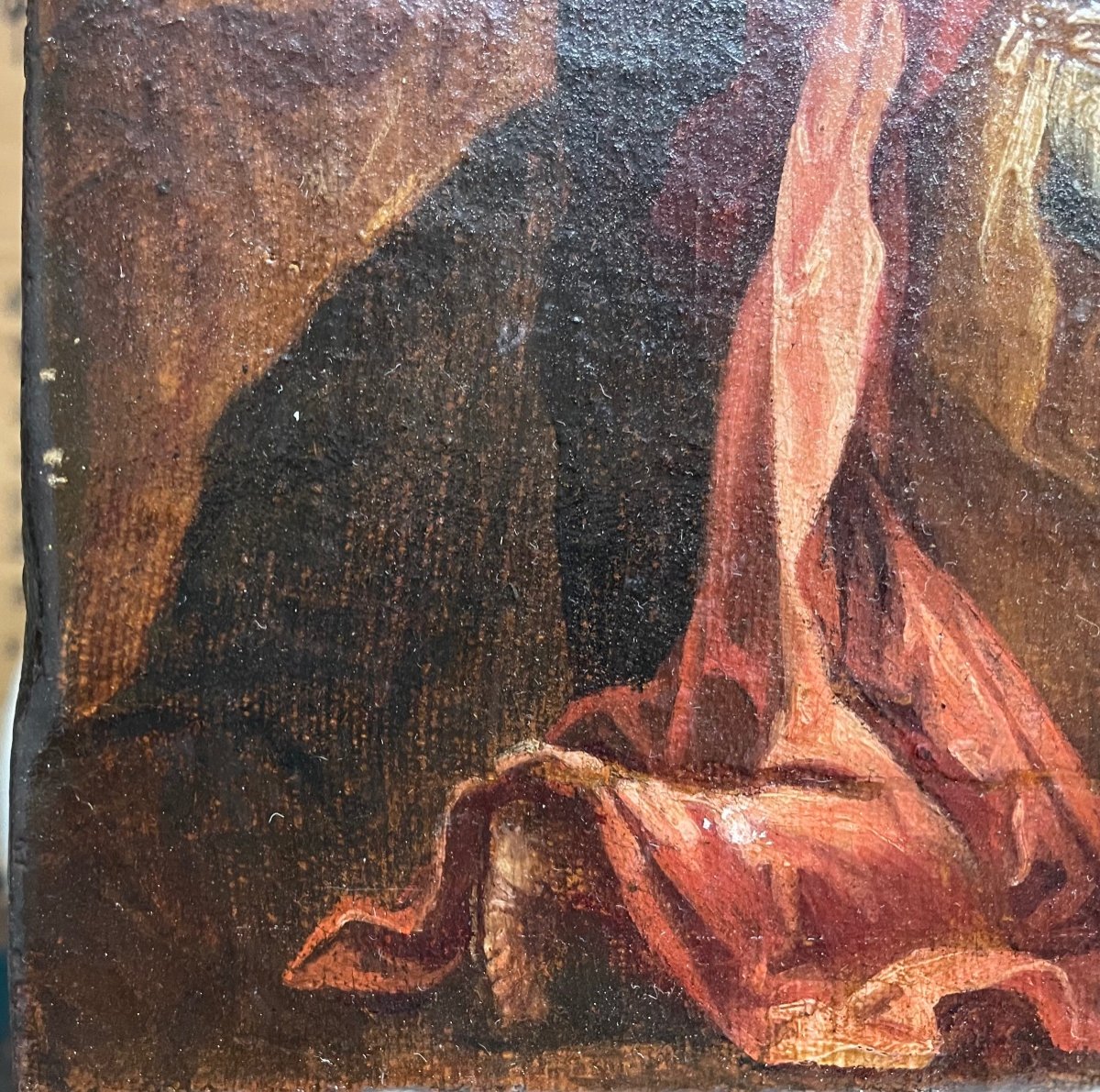 Dipinto oli su tela la regina di Saba e re Salomone XVI secolo-photo-2