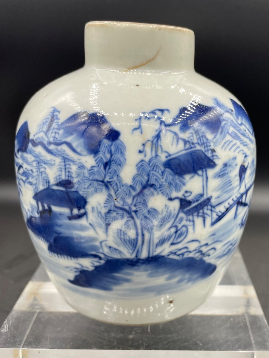 Piccolo recipiente in porcellana bianca  e blu Cina XIXsecolo-photo-2