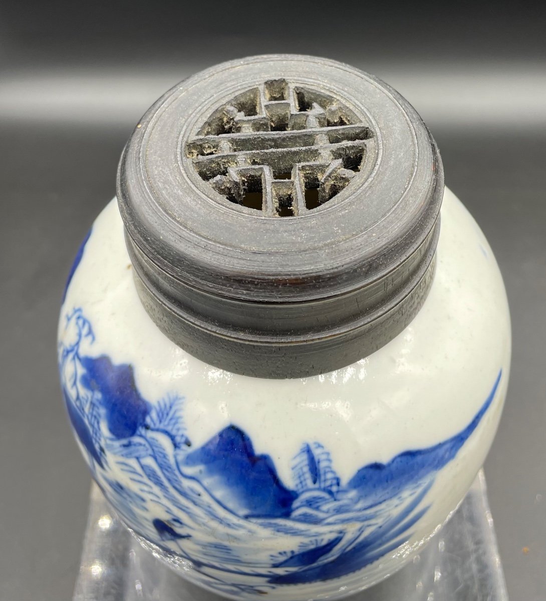 Piccolo recipiente in porcellana bianca  e blu Cina XIXsecolo-photo-5