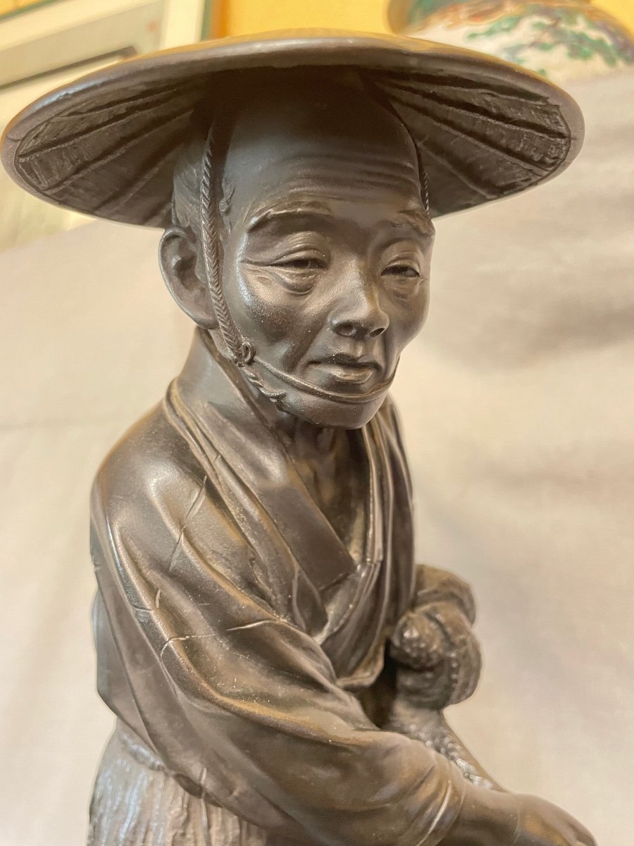 Grande Okimono in bronzo periodo Meiji Giappone-photo-6