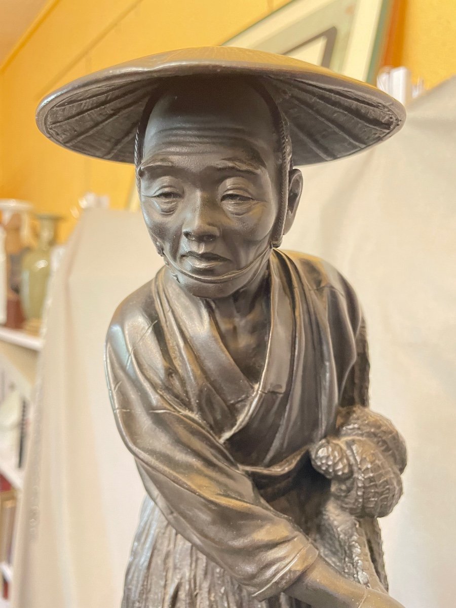 Grande Okimono in bronzo periodo Meiji Giappone-photo-7