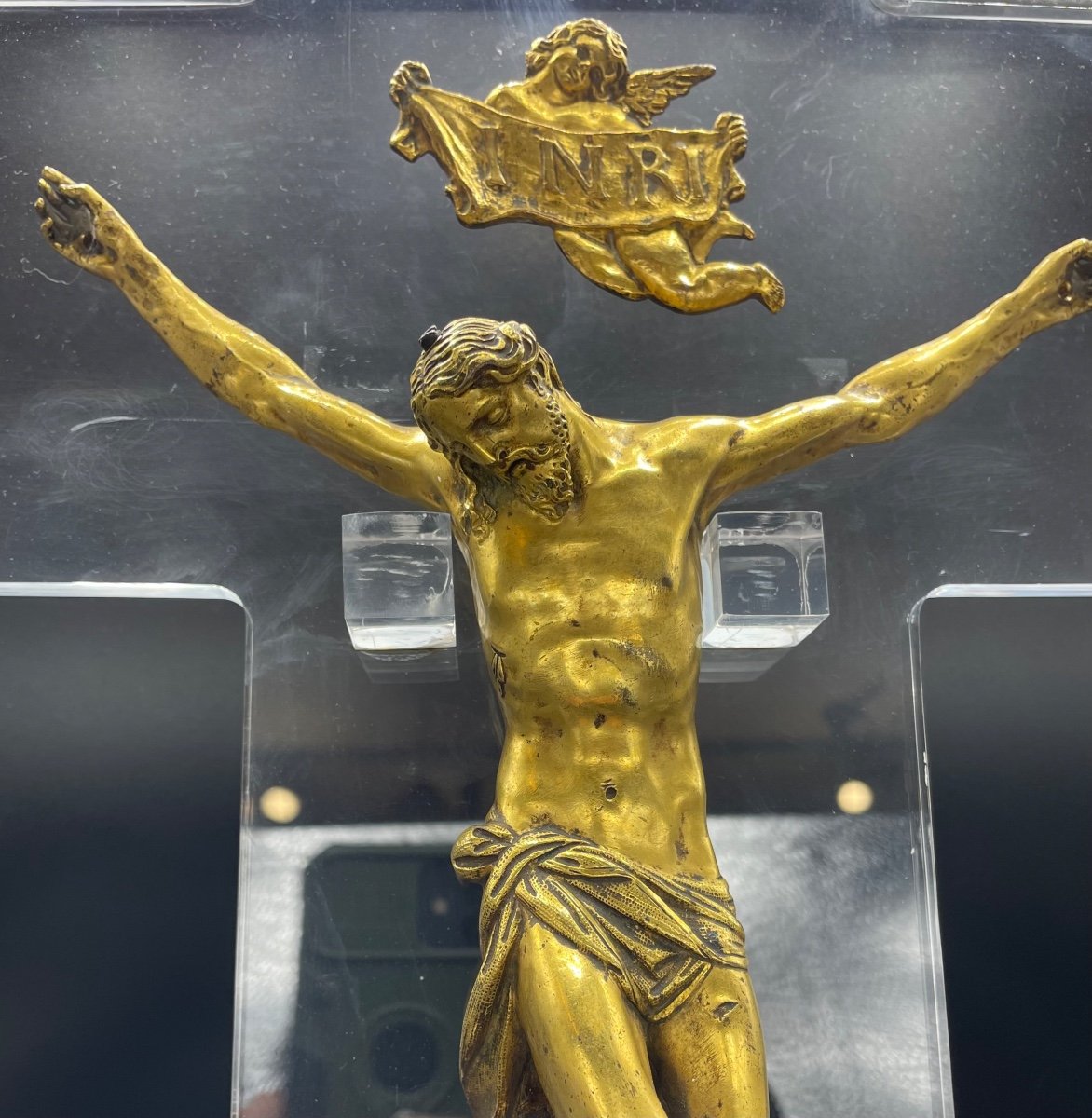Cristo crocefisso in bronzo dorato XVI/XVII-photo-2