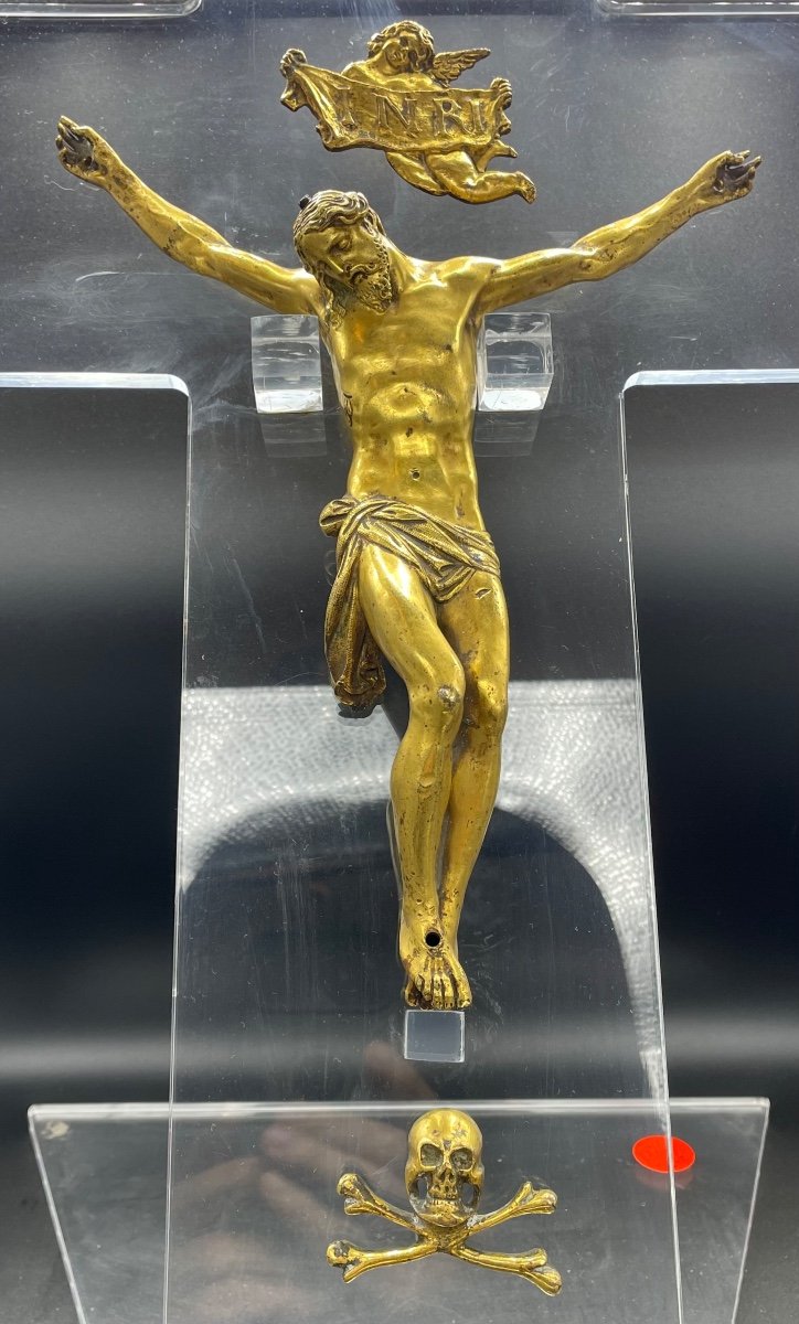 Cristo crocefisso in bronzo dorato XVI/XVII