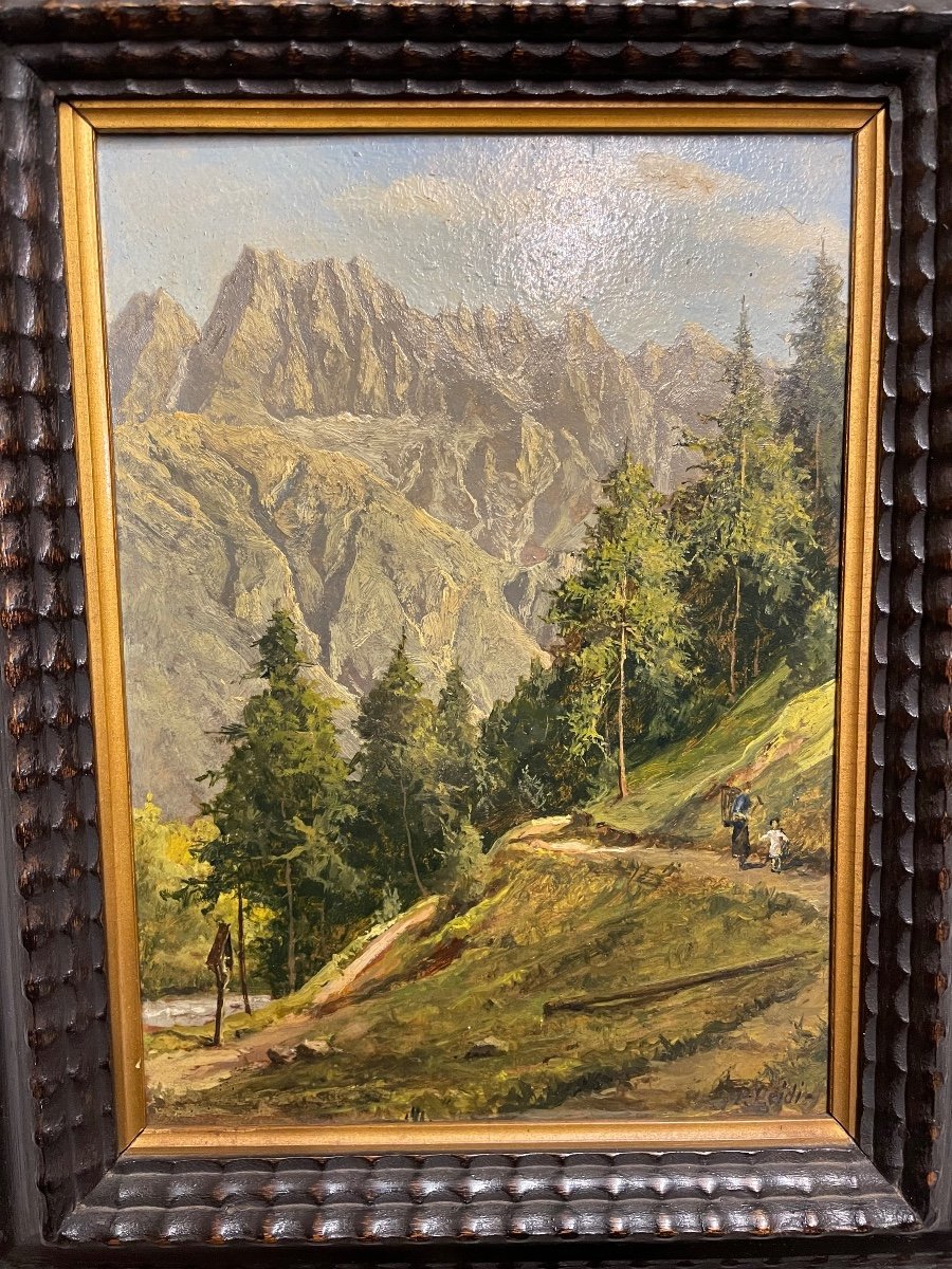 piccolo dipinto su cartone di Pietro Leidi XX secolo-photo-2