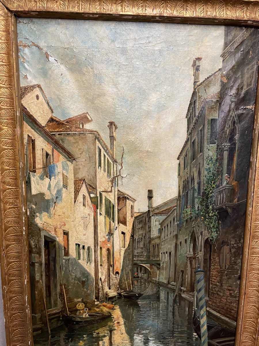 Olio su tela scorcio di  Venezia XIXsecolo-photo-2