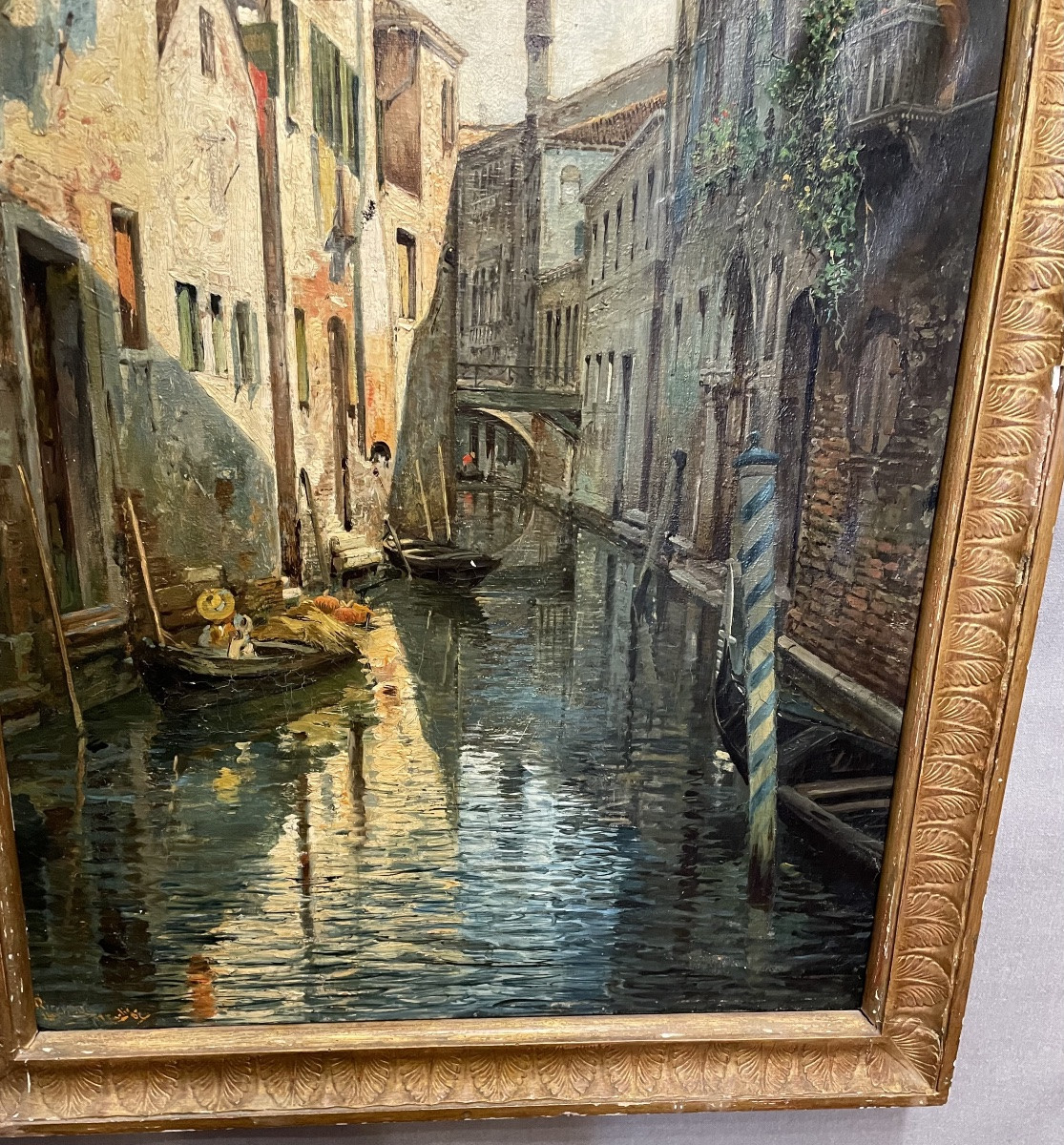 Olio su tela scorcio di  Venezia XIXsecolo-photo-3
