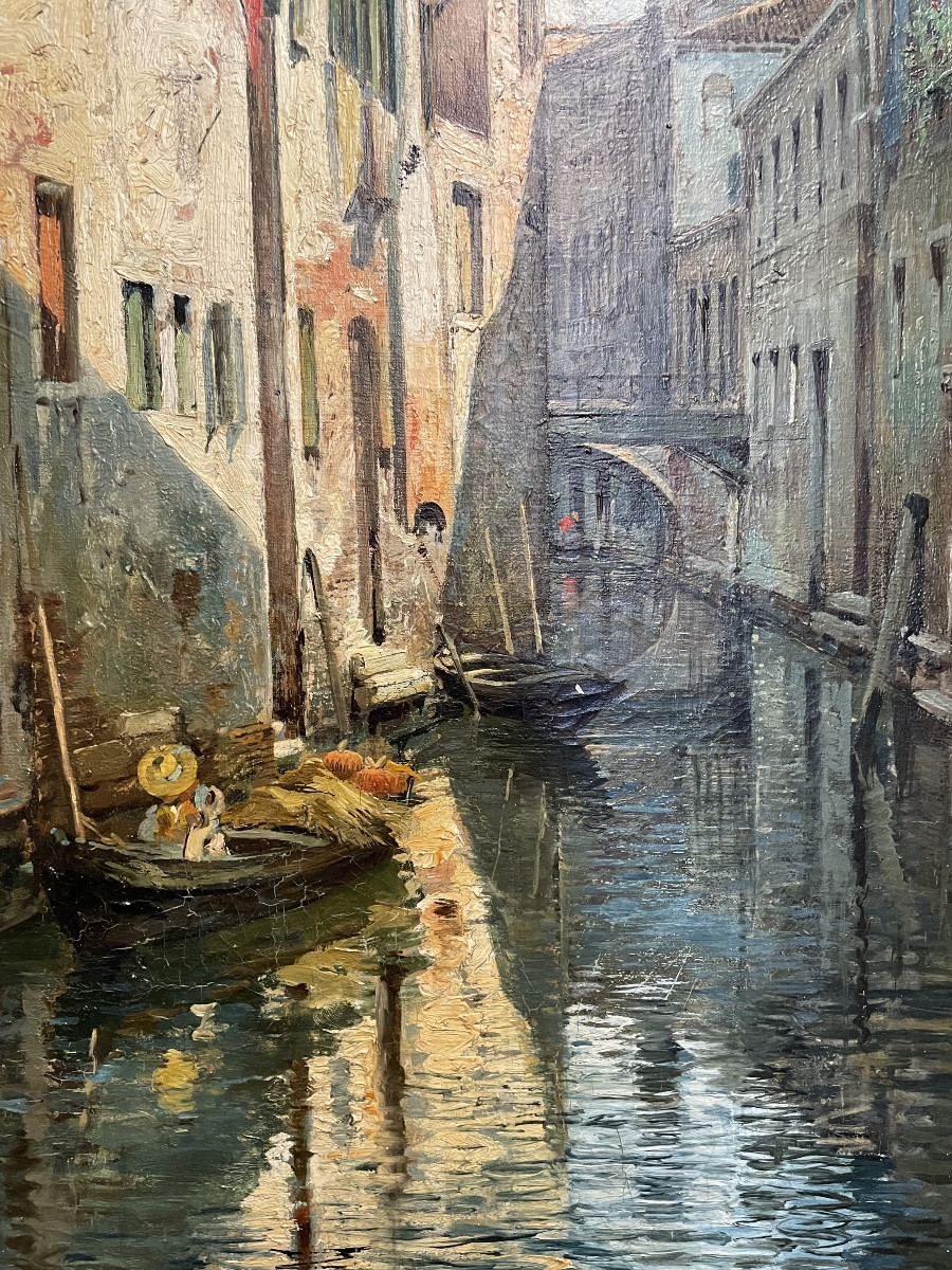 Olio su tela scorcio di  Venezia XIXsecolo-photo-3