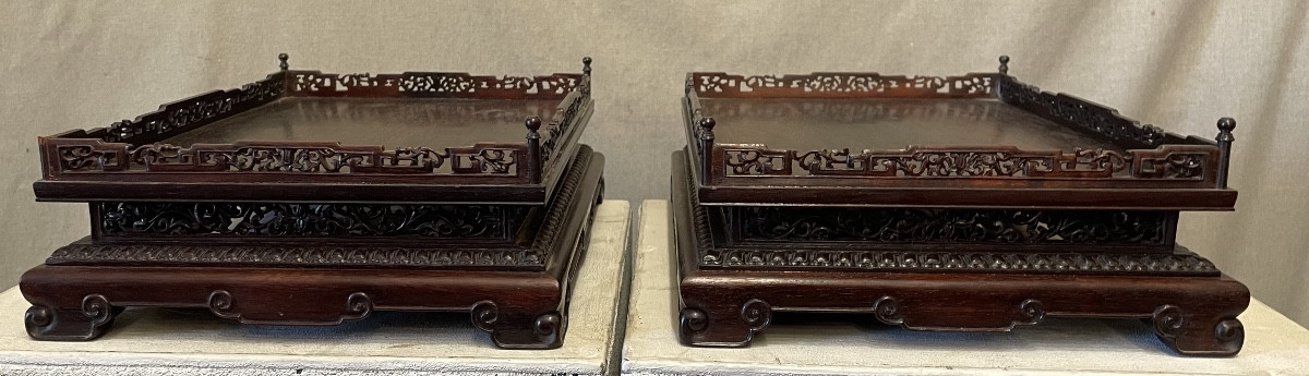 Coppia di basi in legno di Zitan, Cina, periodo Qing