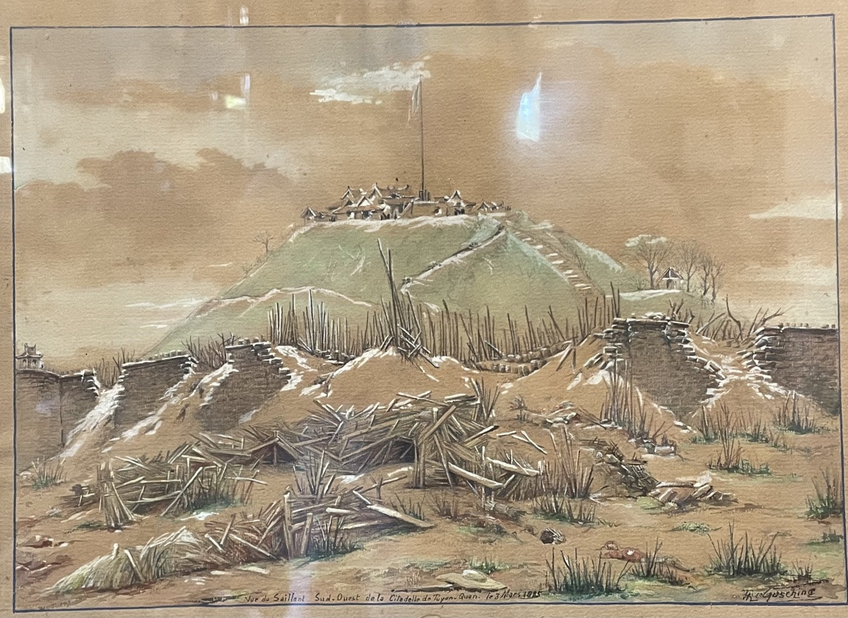 Coppia di acquarelli Vietnam  1884 -photo-2
