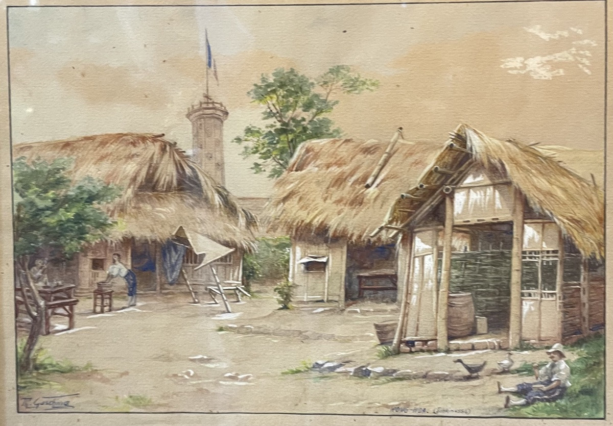 Coppia di acquarelli Vietnam  1884 -photo-3