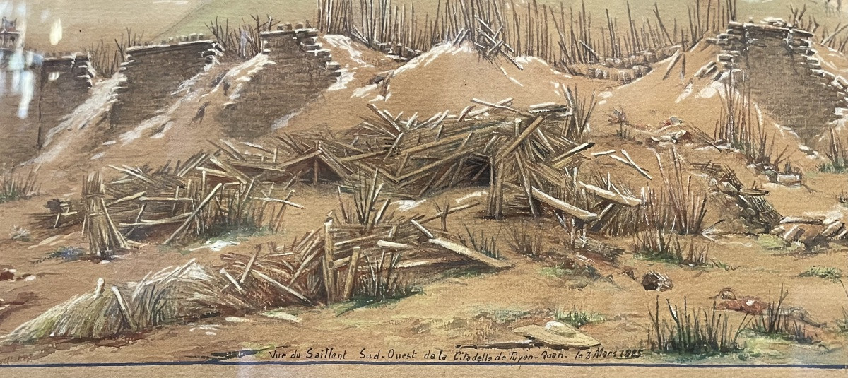 Coppia di acquarelli Vietnam  1884 -photo-4