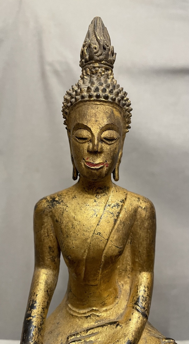 Buddha in legno dorato Tailandia 19secolo-photo-3