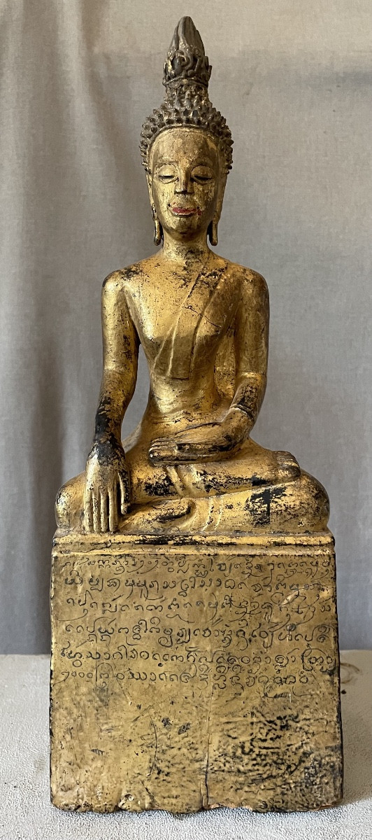 Buddha in legno dorato Tailandia 19secolo
