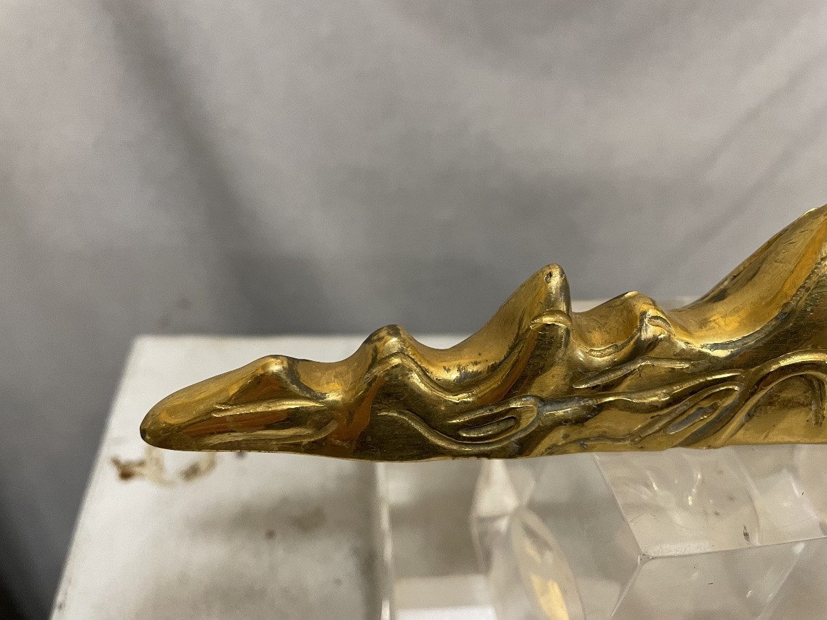 Poggia pennelli in bronzo dorato Cina XXsecolo-photo-3