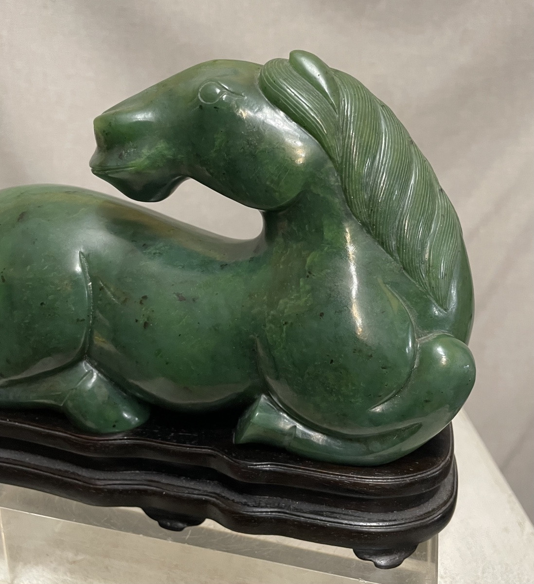 Cavallo in giada verde spinacio Cina XXsecolo-photo-4