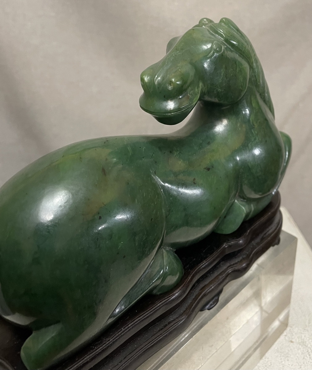 Cavallo in giada verde spinacio Cina XXsecolo-photo-1