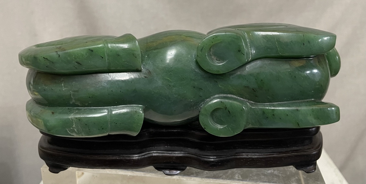 Cavallo in giada verde spinacio Cina XXsecolo-photo-3