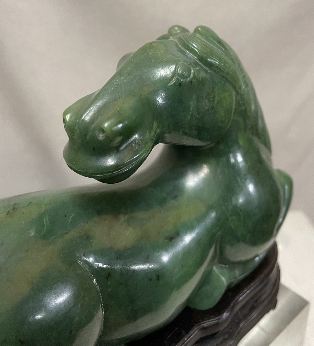 Cavallo in giada verde spinacio Cina XXsecolo-photo-5