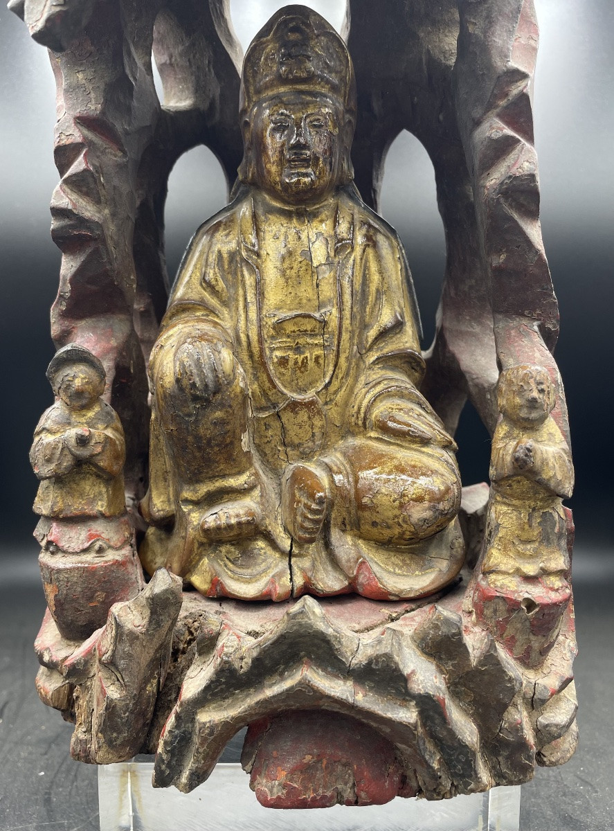 Scultura in legno laccato e dorato Cina XVIIIsecolo-photo-2