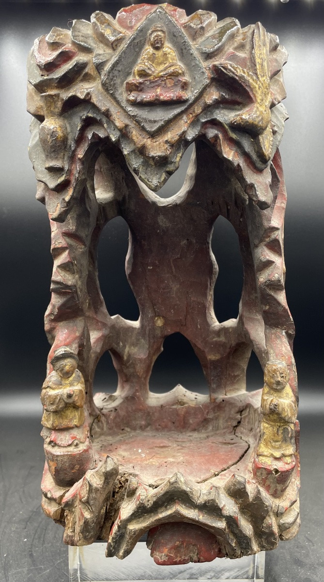 Scultura in legno laccato e dorato Cina XVIIIsecolo-photo-3