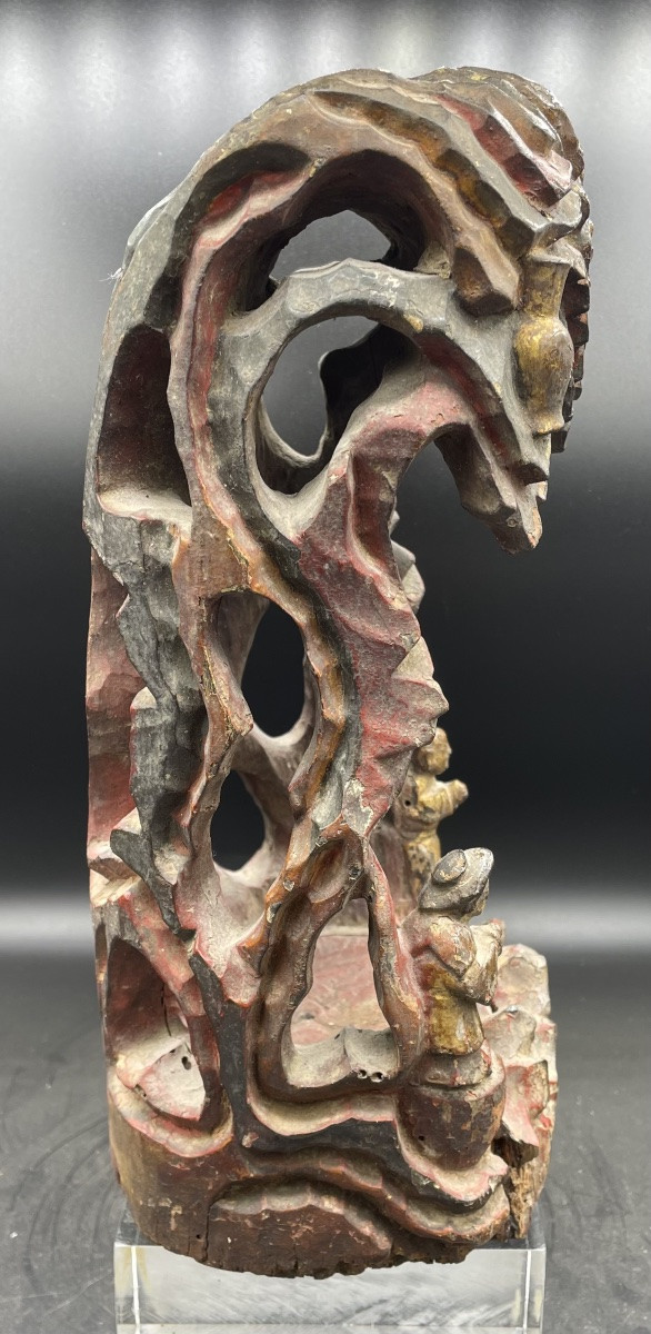Scultura in legno laccato e dorato Cina XVIIIsecolo-photo-4