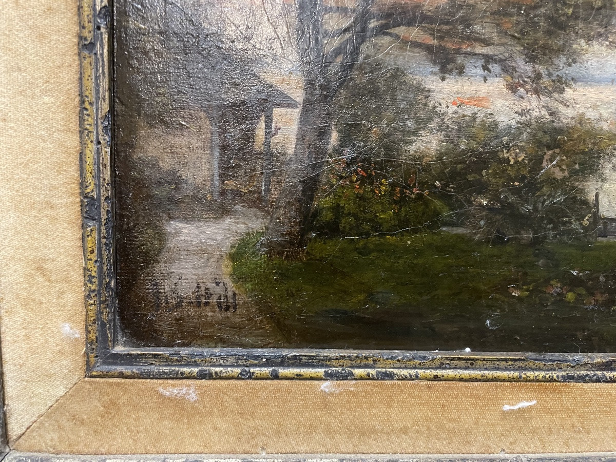 Dipinto ad olio su tela di James Stevens Hill, XIX secolo-photo-3