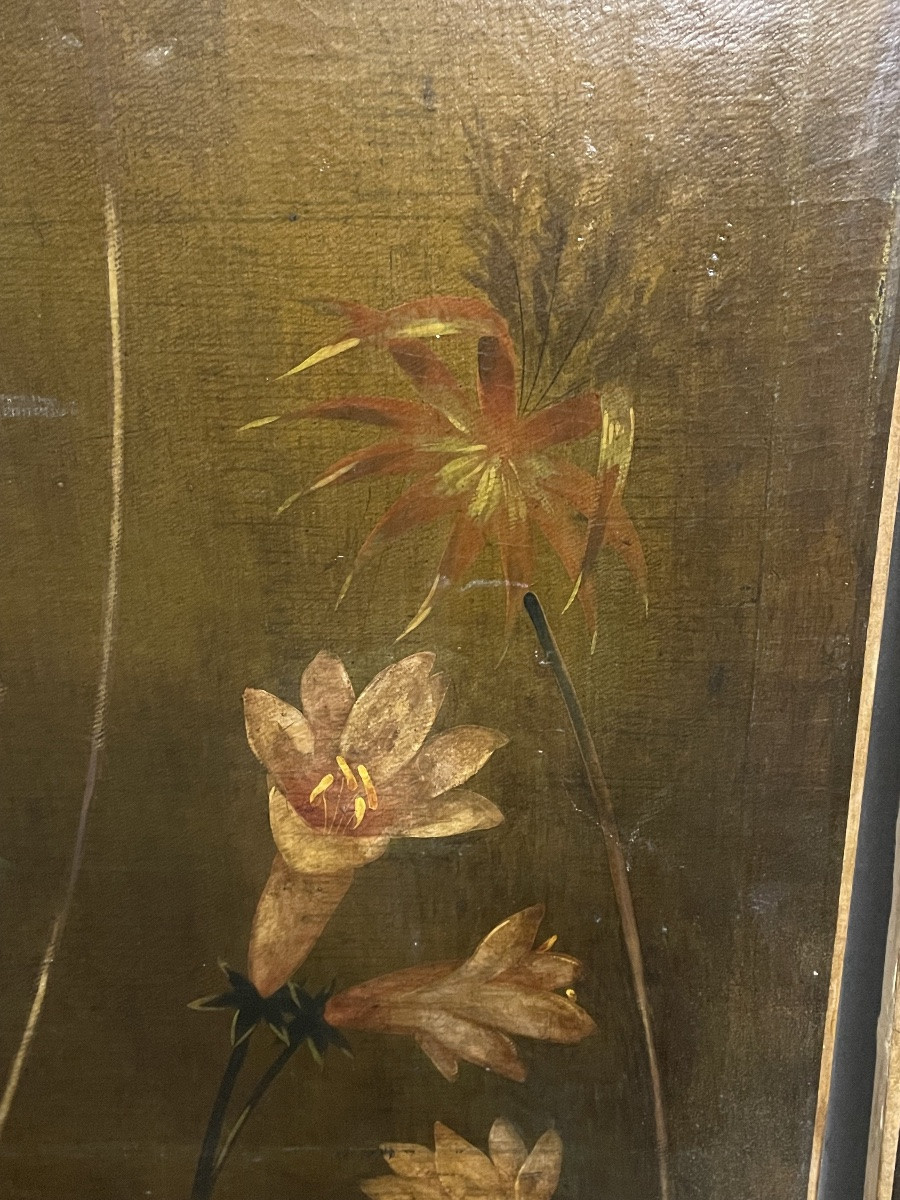 Coppia di dipinti olio su tela decorativi floreali XXsecolo-photo-7