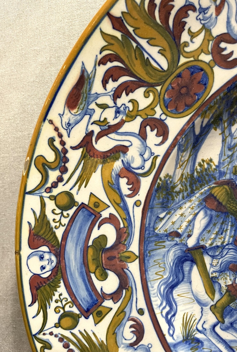 Piatto cerimoniale in ceramica di Gualdo Tadino del XX secolo-photo-1