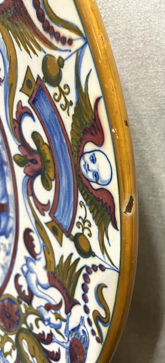 Piatto cerimoniale in ceramica di Gualdo Tadino del XX secolo-photo-3
