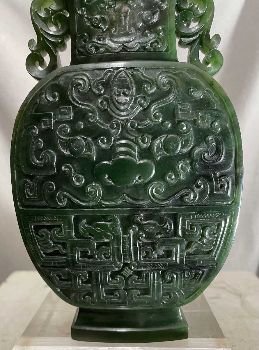 Vaso in giada verde spinacio Cina periodo della Repubblica -photo-4