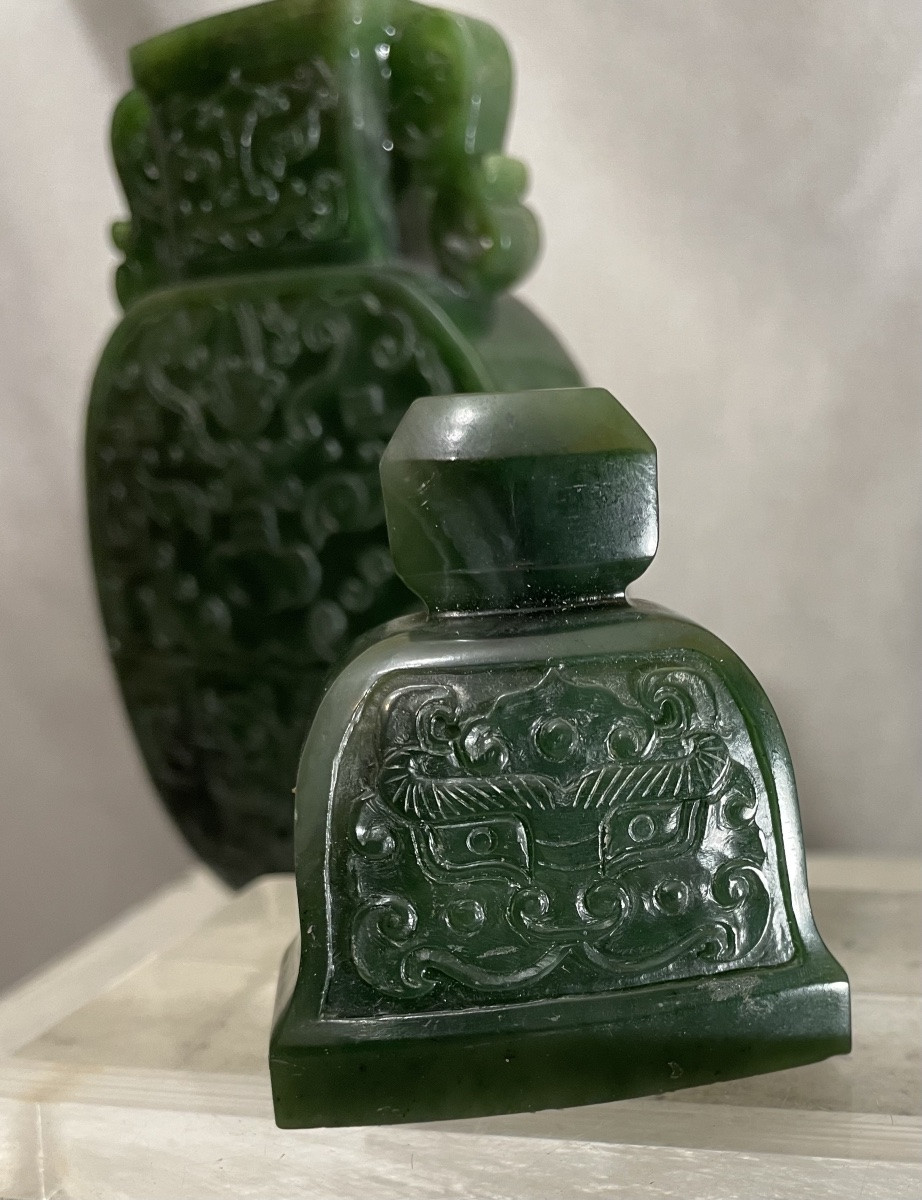 Vaso in giada verde spinacio Cina periodo della Repubblica -photo-5