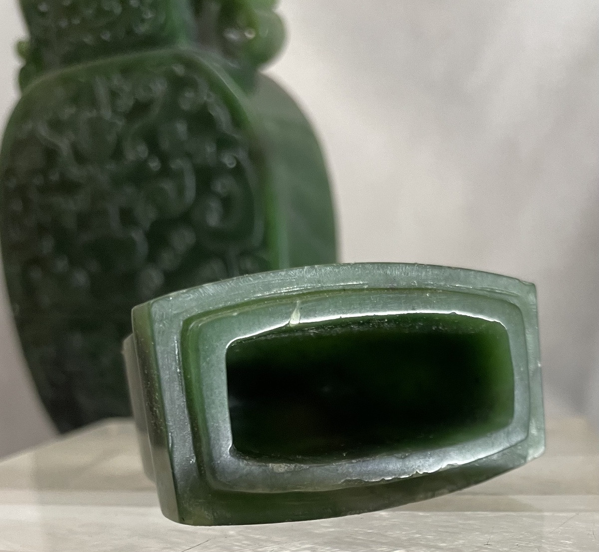 Vaso in giada verde spinacio Cina periodo della Repubblica -photo-6