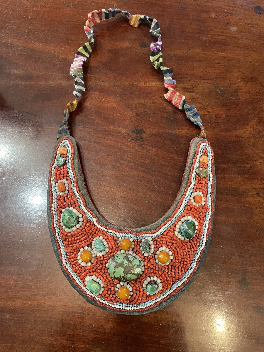 Pettorale Tibetano in pietre e corallo XX secolo-photo-4