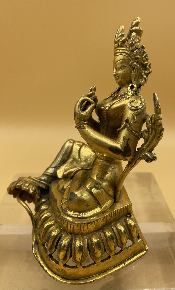 Bronzo  dorato Tibetano Tara verde XXsecolo-photo-2