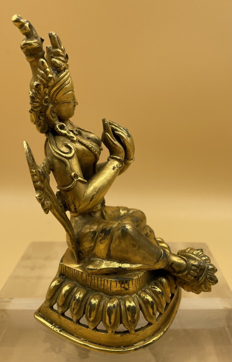 Bronzo  dorato Tibetano Tara verde XXsecolo-photo-4