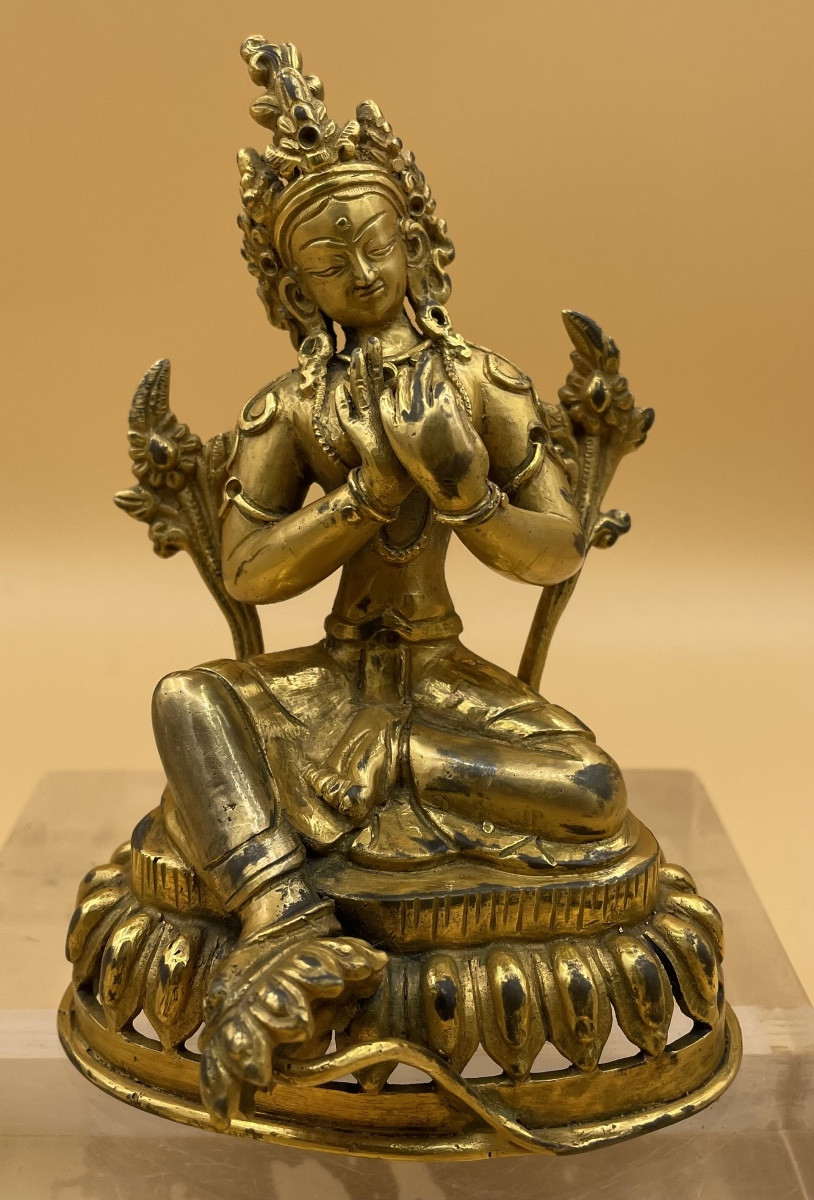 Bronzo  dorato Tibetano Tara verde XXsecolo