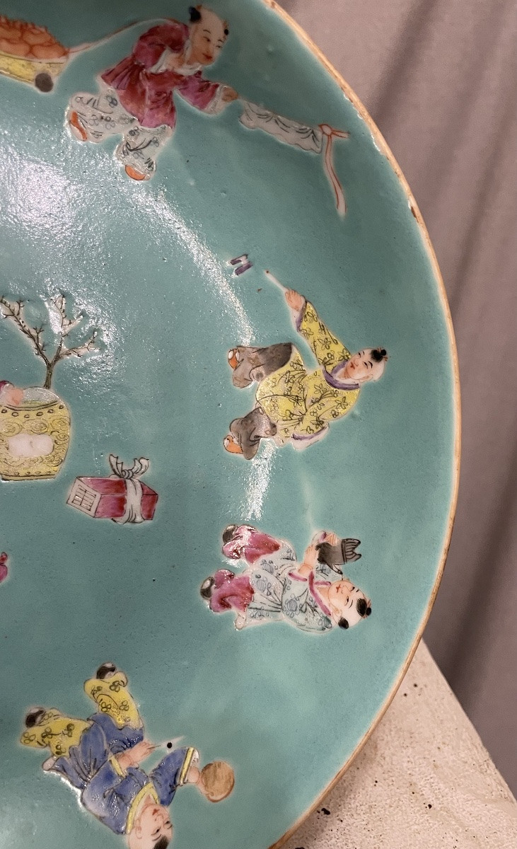 Piatto in porcellana smaltata policroma, Cina, XX secolo-photo-4