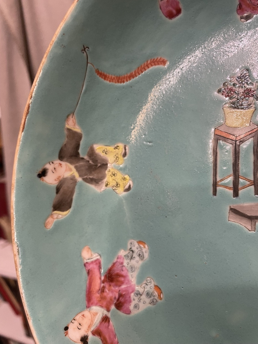 Piatto in porcellana smaltata policroma, Cina, XX secolo-photo-2