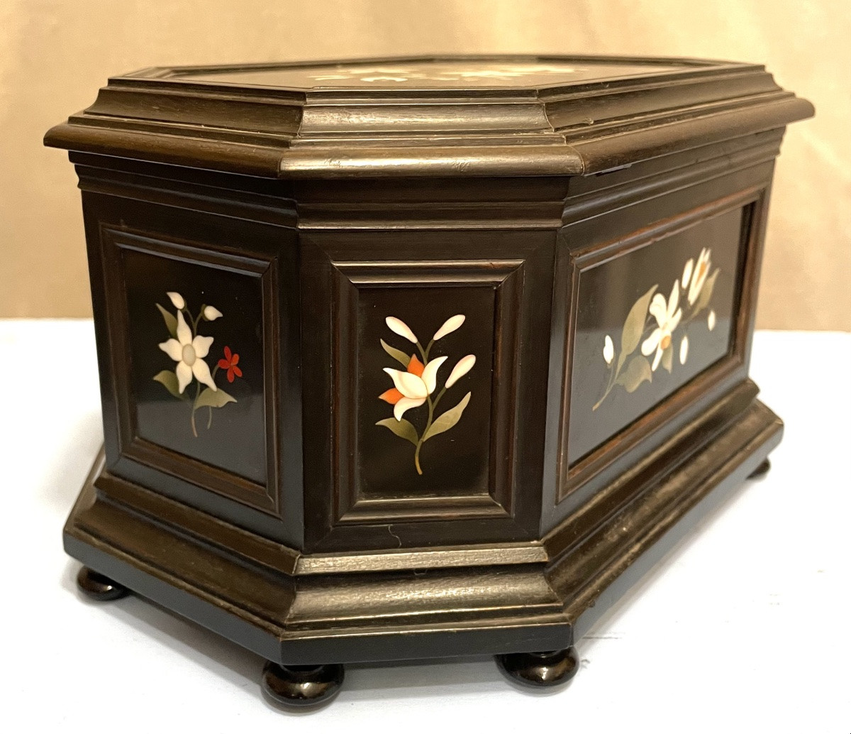 Cofanetto in legno tinto con marmi e pietre XIXsecolo-photo-3