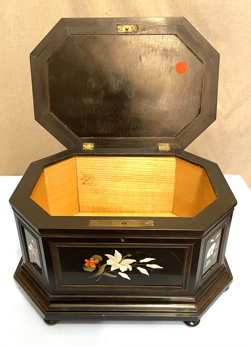 Cofanetto in legno tinto con marmi e pietre XIXsecolo-photo-3