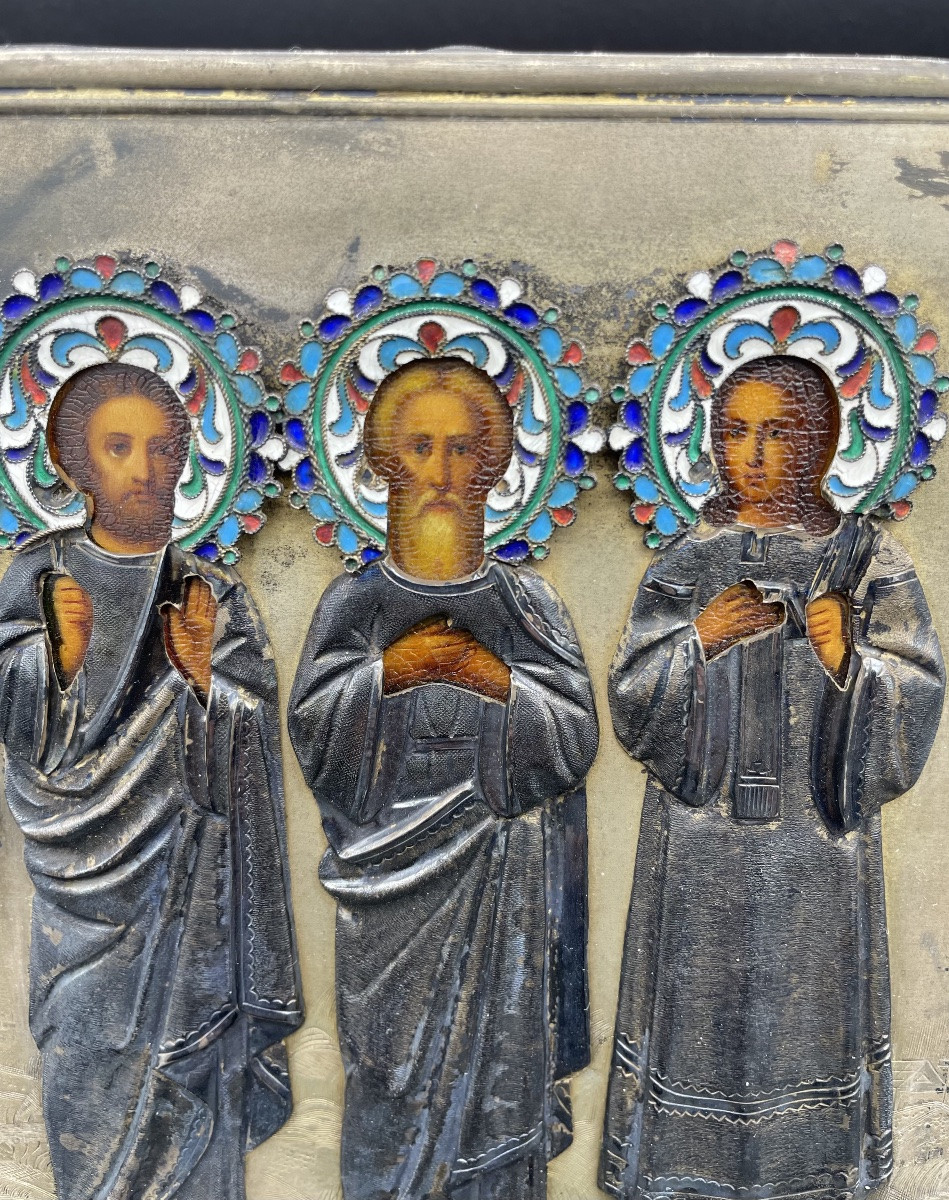 Icona Russa con i tre santi XIXsecolo-photo-2