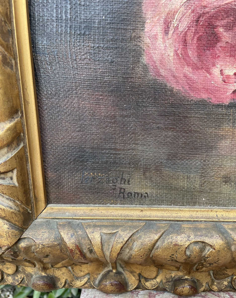 Olio su tela vaso con delle rose XXsecolo-photo-3