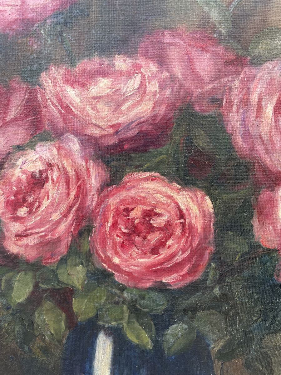 Olio su tela vaso con delle rose XXsecolo-photo-4