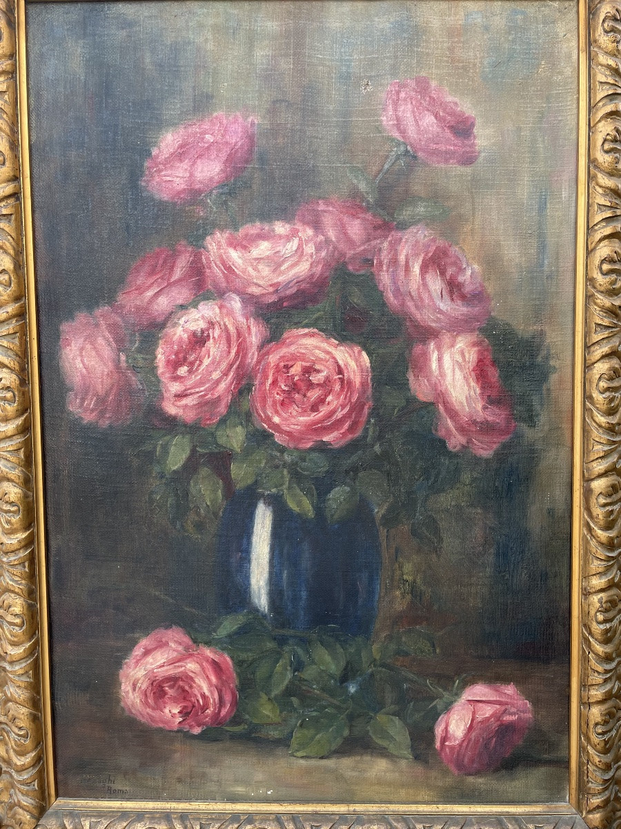 Olio su tela vaso con delle rose XXsecolo-photo-4