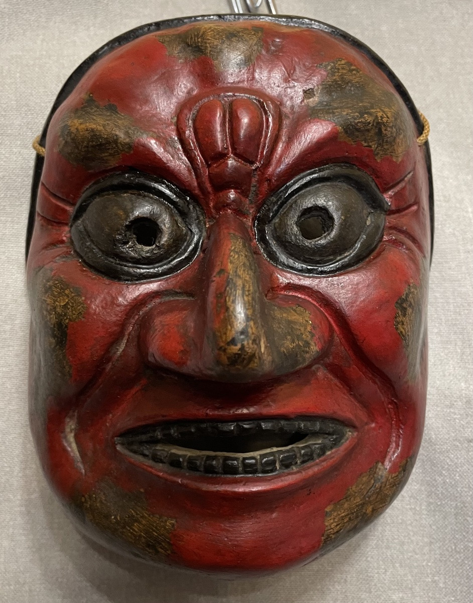 Maschera Giapponese in cartapesta o legno XIX/XXsecolo-photo-2