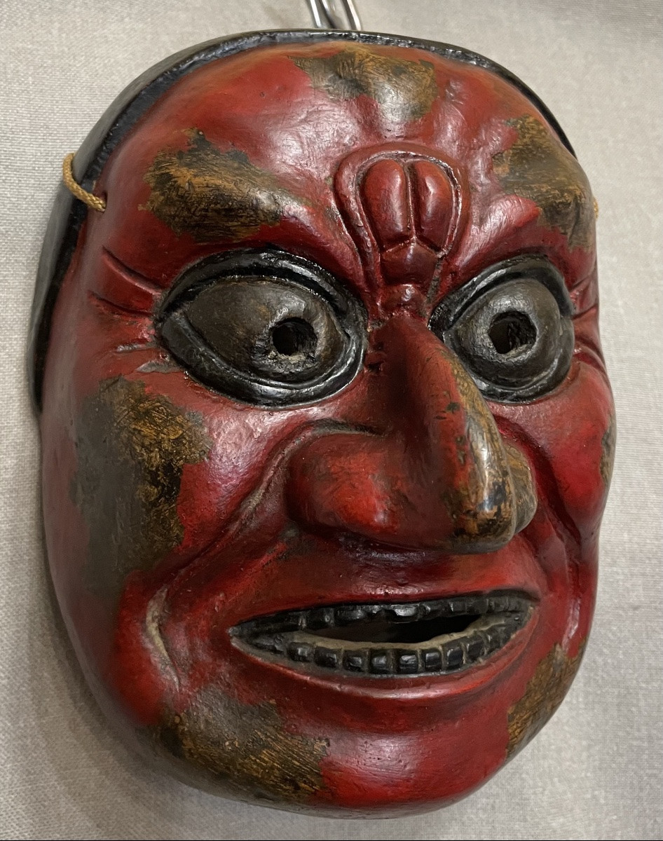 Maschera Giapponese in cartapesta o legno XIX/XXsecolo-photo-3