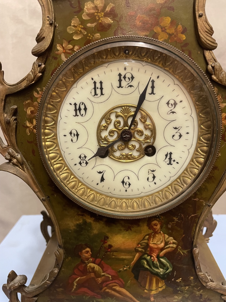 Orologio laccato e dipinto Francia XIXsecolo-photo-3